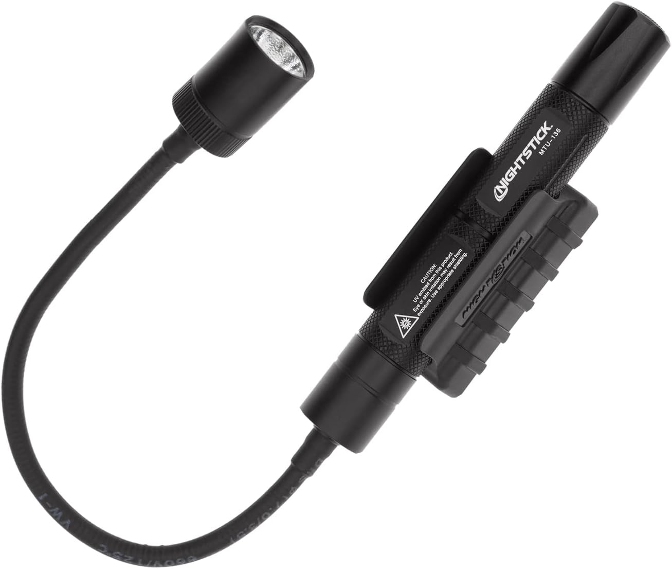 Nightstick MTU-136 Mini-TAC Gooseneck UV Flashlight with 2 AA, Black