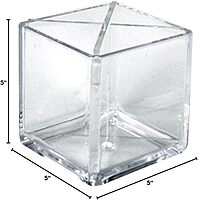 Azar Displays 556358 Cube Pencil Holder With Divider Desk Organizer, 5" Pack of 2
