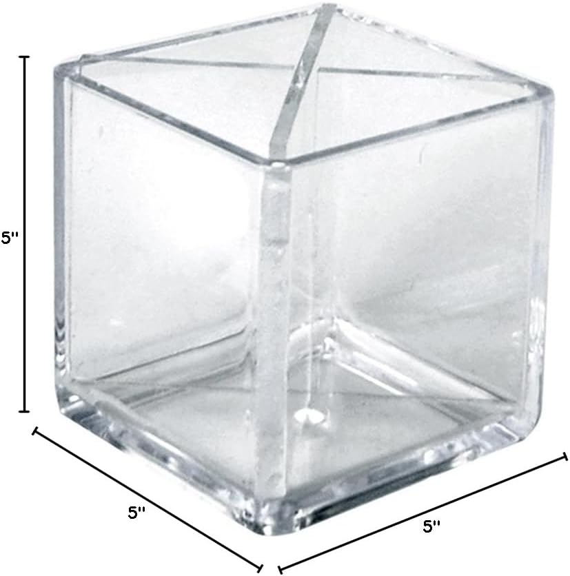 Azar Displays 556358 Cube Pencil Holder With Divider Desk Organizer, 5" Pack of 2