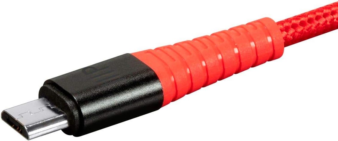 Monoprice USB 2.0 Micro Type-B to Type-A Charge & Sync Cable - Nylon-Braid, 3 Feet, Red - AtlasFlex Series