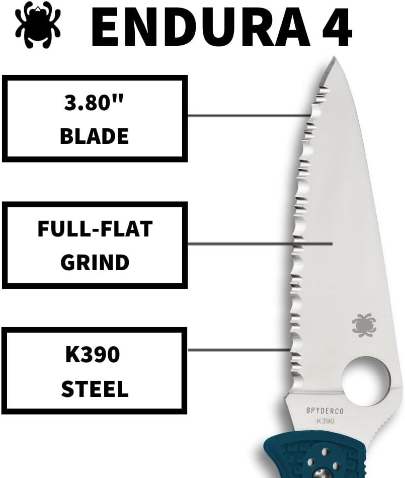 Spyderco Endura 4 Folding Pocket Knife with K390 Steel and Blue FRN Handle - SpyderEdge - C10FSK390