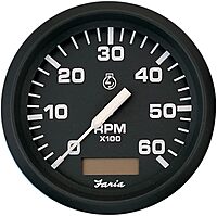 Faria Euro Black 4" Tachometer w/Hourmeter - 6,000 RPM (Gas - Inboard)