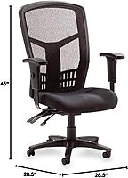 Lorell ErgoMesh High-Back Executive Office Chair - Adjustable Seat & Back Angles, Customizable Arm Height & Width, Breathable Mesh Design, Ergonomic Support, 5-Year Limited Warranty Black