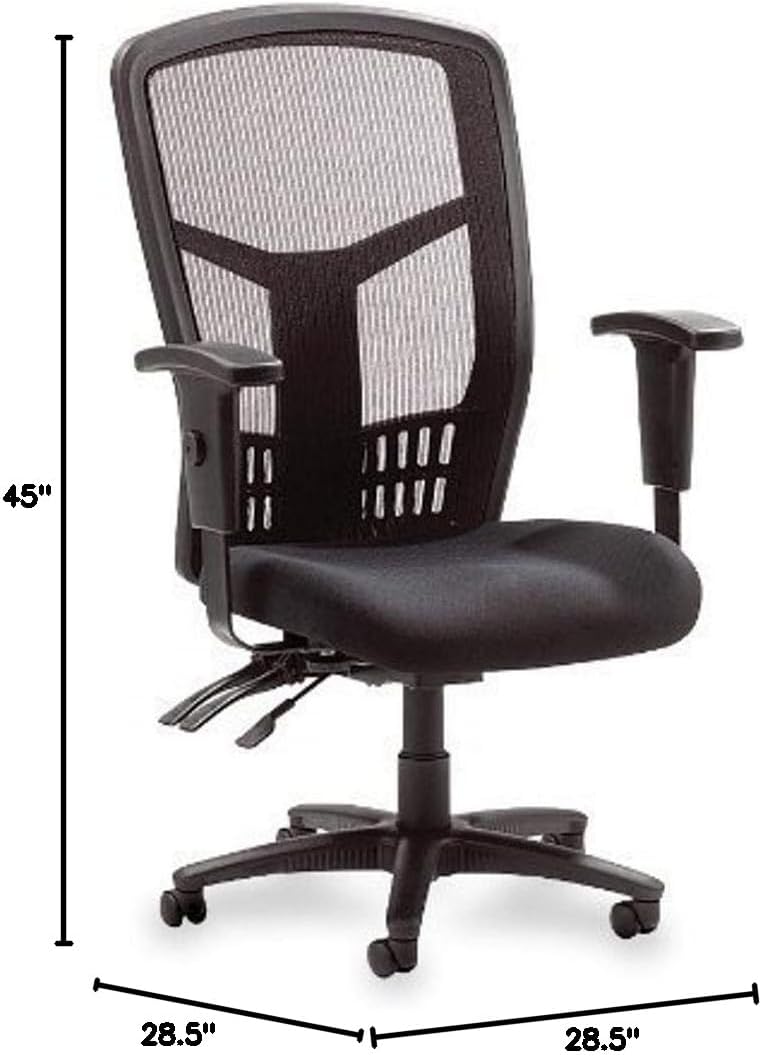 Lorell ErgoMesh High-Back Executive Office Chair - Adjustable Seat & Back Angles, Customizable Arm Height & Width