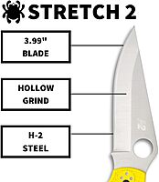 Spyderco Stretch 2 XL Lightweight Salt Folding Pocket Knife with 3.99 Inch H-2 Tool Steel Blade and Yellow FRN Handle - PlainEdge - C258PYL