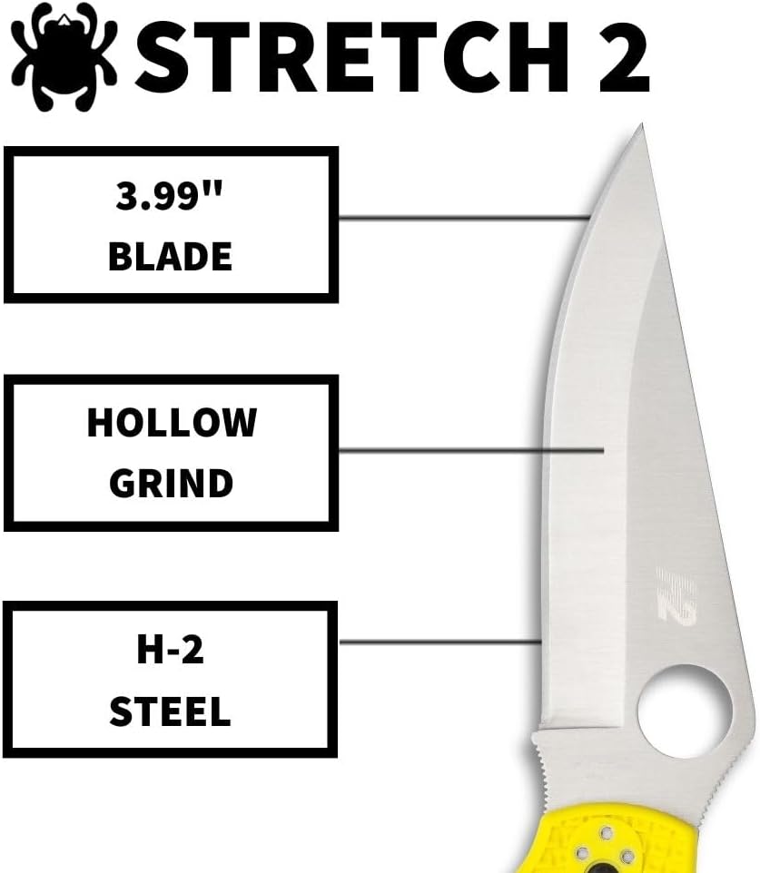Spyderco Stretch 2 XL Lightweight Salt Folding Pocket Knife with 3.99 Inch H-2 Tool Steel Blade - PlainEdge - C258PYL