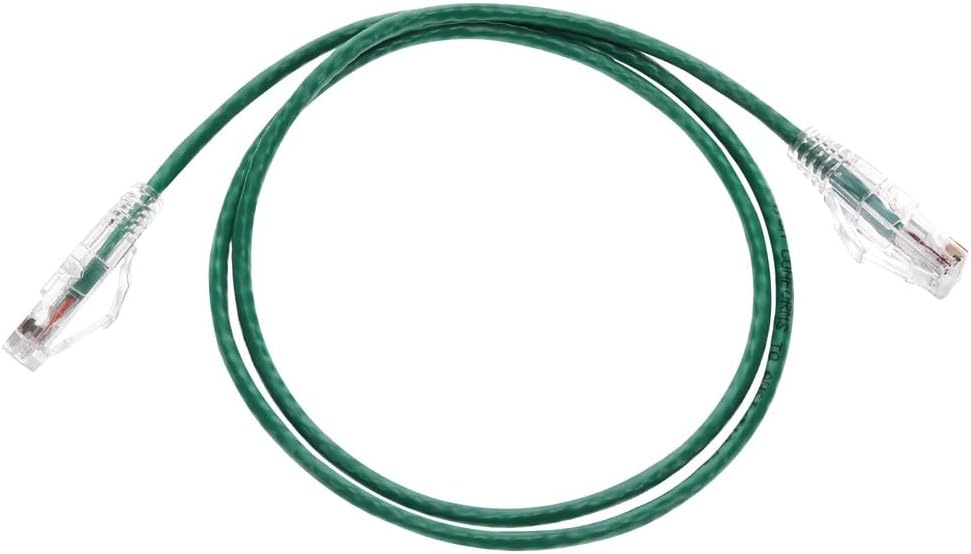 Monoprice Cat6 Ethernet Patch Cable - Snagless, Stranded, 550MHz, UTP, CMR Rated, 28AWG, 3 Feet, Green - SlimRun Series