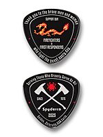 Spyderco 2025 Commemorative Fire Dragon Coin - Honoring Brave Firefighters with “Thank You” Message, Fire Axes Logo