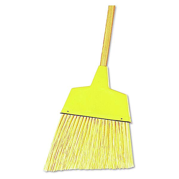 Boardwalk Angler Broom, Plastic Bristles, 53in Wood Handle, Yellow
