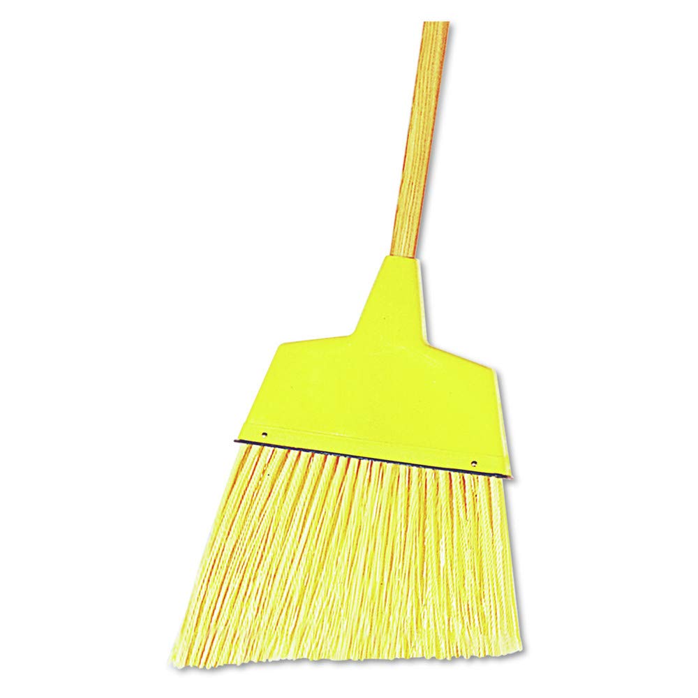 Boardwalk Angler Broom, Plastic Bristles, 53in Wood Handle, Yellow
