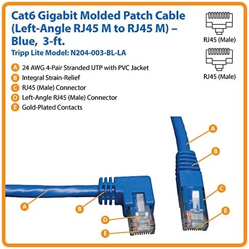 Tripp Lite Cat6 Gigabit Angled Molded RJ45 Patch Cable