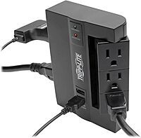 TRIPP LITE SWIVEL6 6-Outlet Surge Protector, 3 Rotatable Outlets, Direct Plug-In, Black