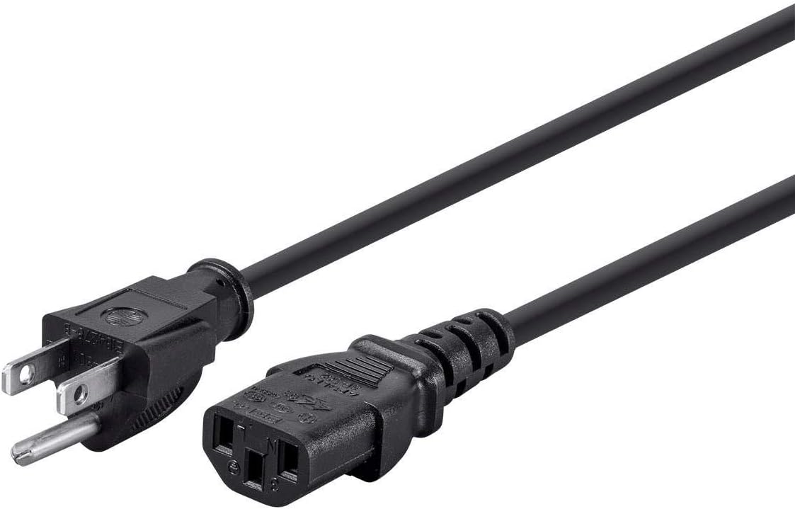 Monoprice Power Cord - NEMA 5-15P to IEC 60320 C13, 18AWG, 10A/1250W, 125V, 3-Prong