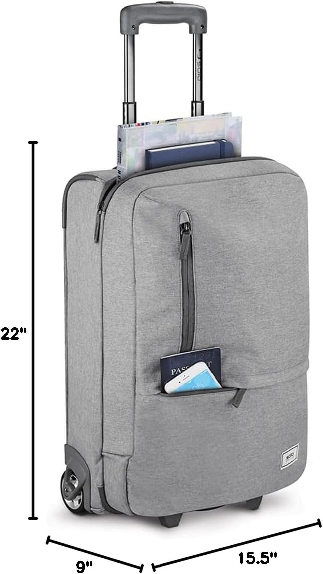 Solo New York 22 Inch Carry On Luggage - Softside Suitcases for Travel, Wheeled Rolling Bag, 2 Wheel Upright
