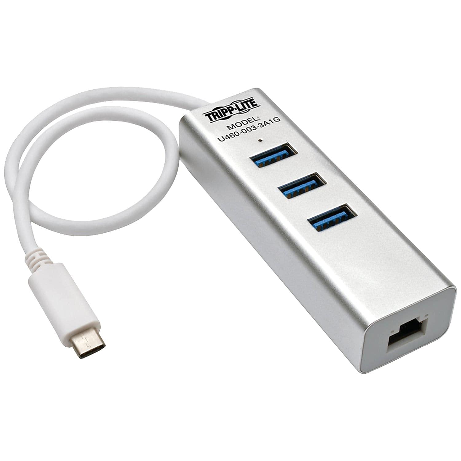 Tripp Lite 3-Port USB-C to USB-A Portable Hub with Gigabit Ethernet (RJ45)