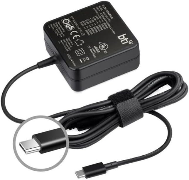BTI BATTERY TECHNOLOGY 65WUSB-C-BTI 65W USB Type C Desktop ac Adapter, Black