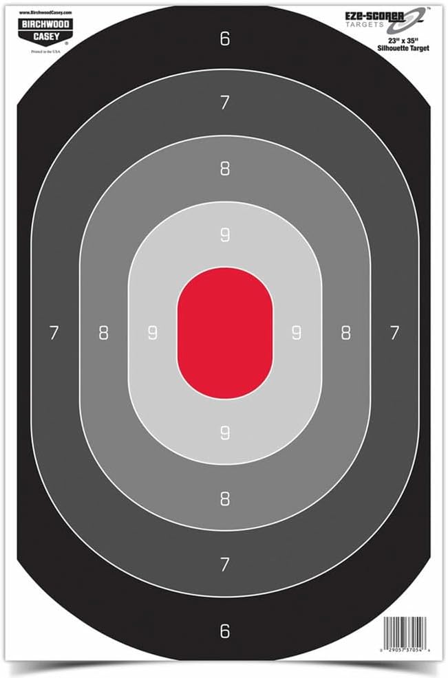 Birchwood Casey 23" x 35" Eze-Scorer Silhouette Oval Shoot-Up Brilliant White Paper Targets for Indoor and Outdoor Use