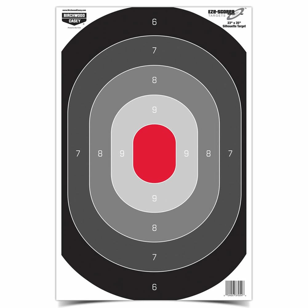 Birchwood Casey 23" x 35" Eze-Scorer Silhouette Oval Shoot-Up Brilliant White Paper Targets for Indoor and Outdoor Use