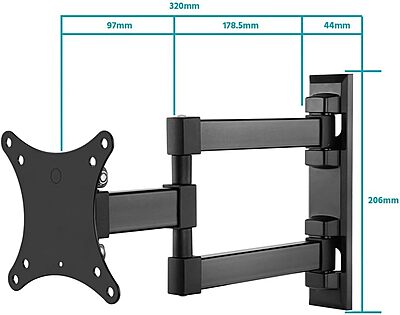 Monoprice Commercial Full Motion TV Wall Mount Bracket Extra Long Extension Range to 13" for 13" to 27" TVs up to 33lbs