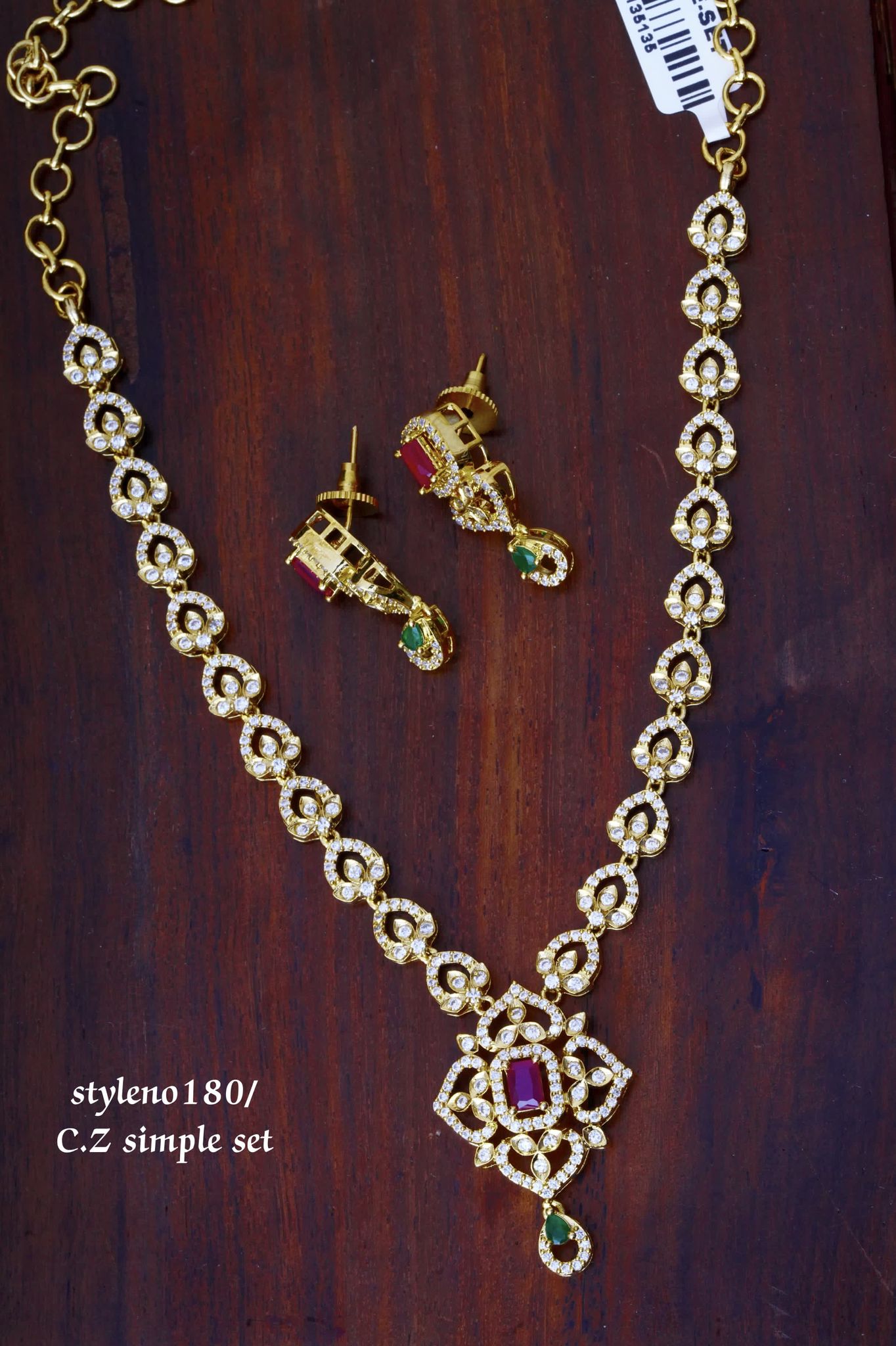 V870:Beautiful CZ Stone Necklace Set