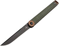 Böker Plus Kaizen Green Canvas Micarta - folding pocket knife with Micarta handle scales - D2 blade - small knife with clip