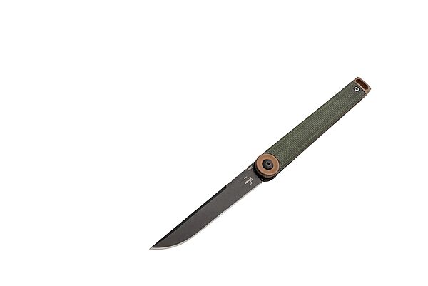 Böker Plus Kaizen Green Canvas Micarta - folding pocket knife with Micarta handle scales - D2 blade - small knife with clip