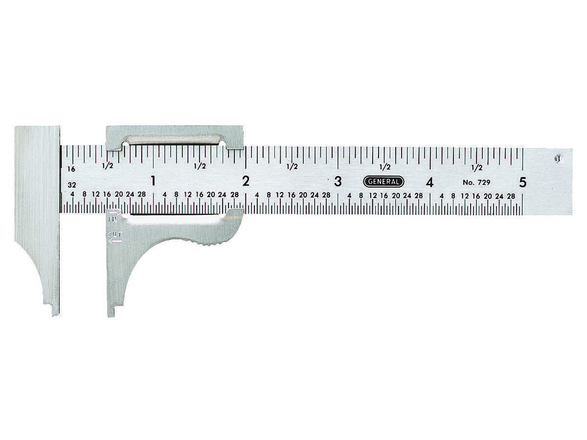 General Tools Slide Caliper #729, 16th and 32nd Graduation, 0 to 4-Inch Range, Inside and Outside Measurement