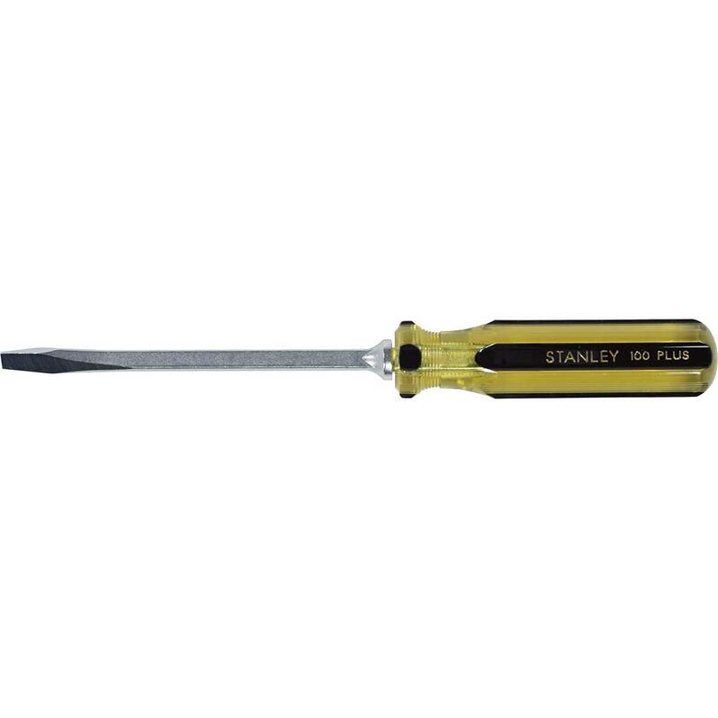 Stanley 100 Plus Flat Head Screwdrivers, 5/16in x 6in, Yellow/Black, Set Of 12 Screwdrivers