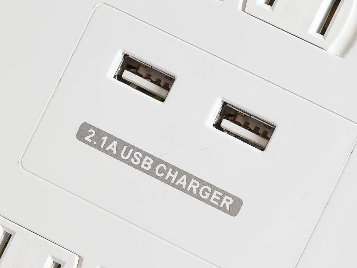 Monoprice Power & Surge - 12 Outlet Surge Protector Power Strip with 2 Built In 2.1A USB Charger - Protected Light Indicator