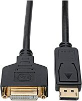 Tripp Lite DisplayPort to DVI Cable Adapter (M/F), DP to DVI Adapter, 1080p @ 60 Hz, Black, 1 Ft. (P134-001-GC)