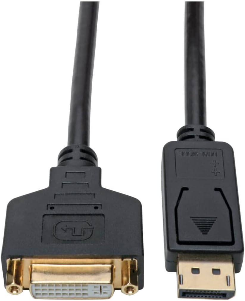 Tripp Lite DisplayPort to DVI Cable Adapter (M/F), DP to DVI Adapter, 1080p @ 60 Hz, Black, 1 Ft. (P134-001-GC)