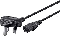 Monoprice Power Cord - 6 Feet - Black | BS 1363 (UK) to IEC 60320 C13, 18AWG, 5A/1250W, 250V, 3-Prong, Fused