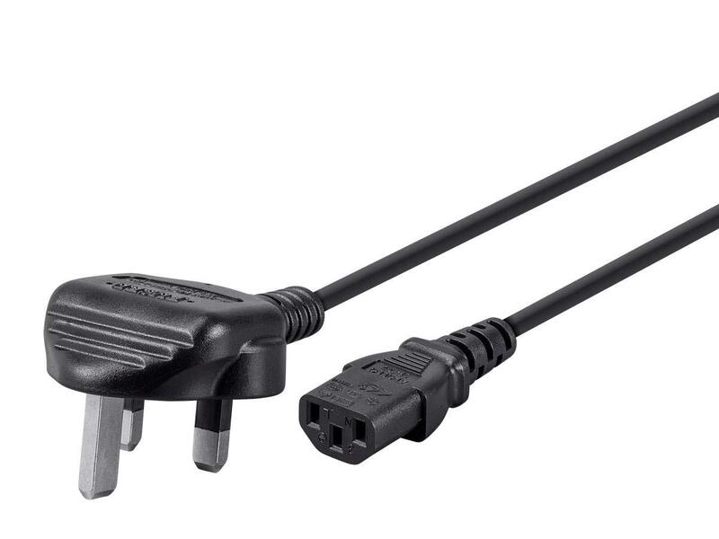 Monoprice Power Cord - 6 Feet - Black | BS 1363 (UK) to IEC 60320 C13, 18AWG, 5A/1250W, 250V, 3-Prong, Fused