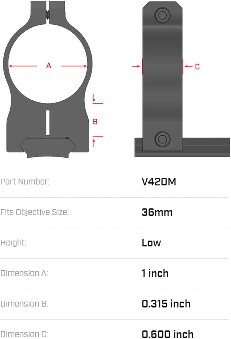 Vapor 1 Inch Low Rimfire Scope Optic Ring