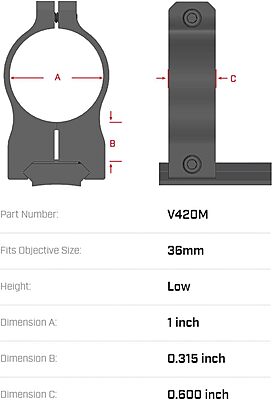 Vapor 1 Inch Low Rimfire Scope Optic Ring