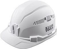 Klein Tools 60105 Hard Hat, Vented Cap Style, Padded Self-Wicking Odor-Resistant Sweatband, White