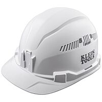 Klein Tools 60105 Hard Hat, Vented Cap Style, Padded Self-Wicking Odor-Resistant Sweatband, White