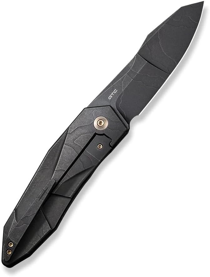 WE Gustavo T. Cecchini WE22028-5 Black Stonewashed with Etching Pattern Titanium Integral Handle
