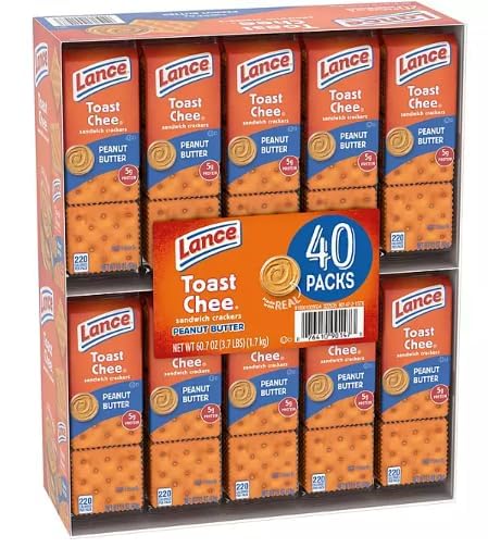 Lance Toast Chee Peanut Butter Crackers, Pack of 6, Box Of 40