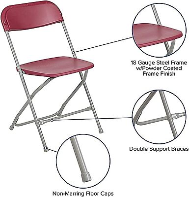 Flash Furniture Hercules Series Commercial-Grade Plastic Folding Chair - 650LB Weight Capacity