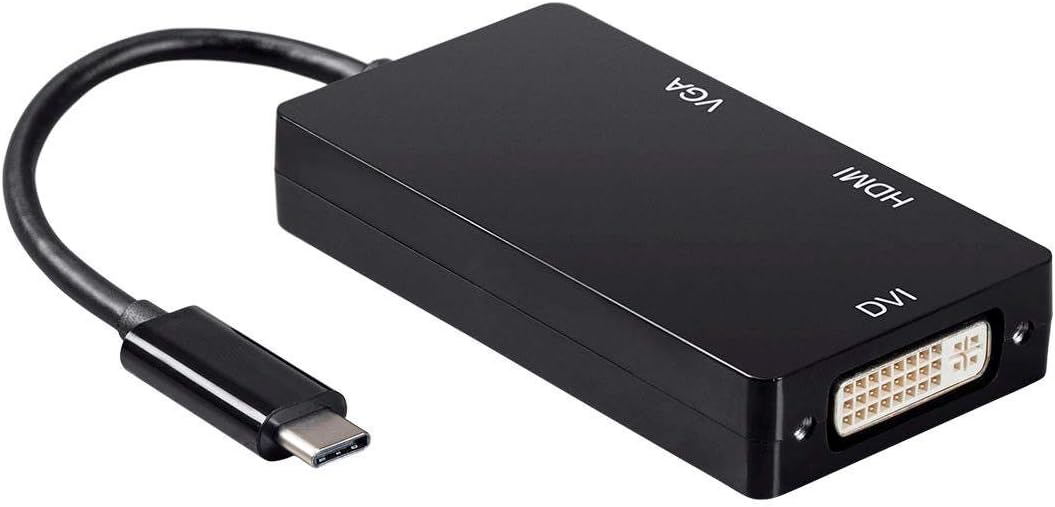 Monoprice USB Type-C to 4K HDMI, Single Link DVI, and VGA Passive Adapter,6in Cable Length, Black - Consul Series