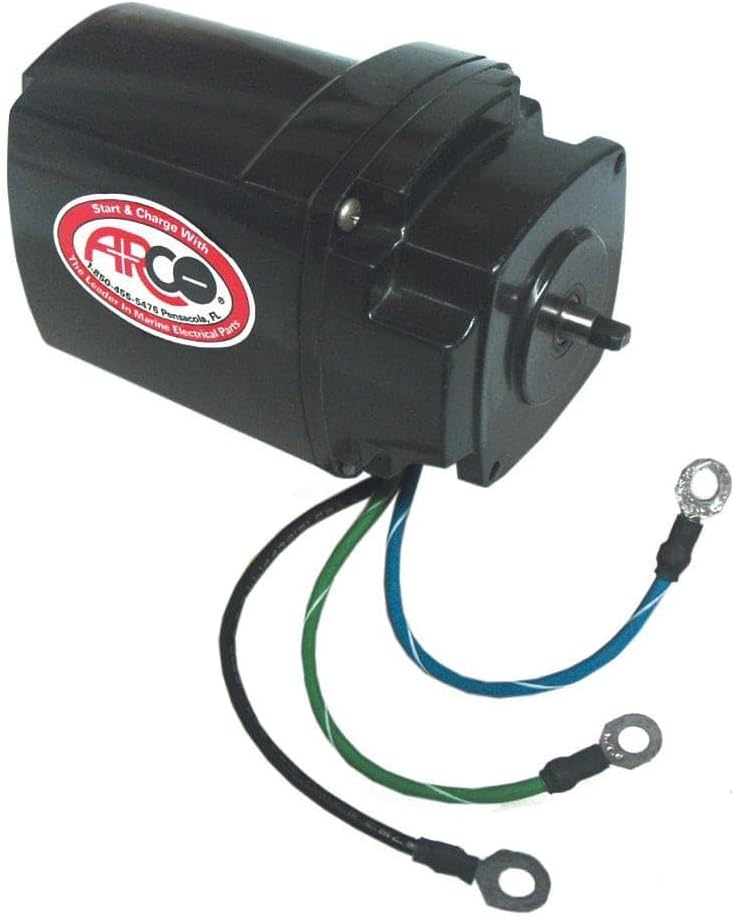 Arco 6218 Tilt Trim Motor for Mercruiser I/O and Mercury Outboard with Oildyne Pump, 12 Volt, Ring Terminal End, Black
