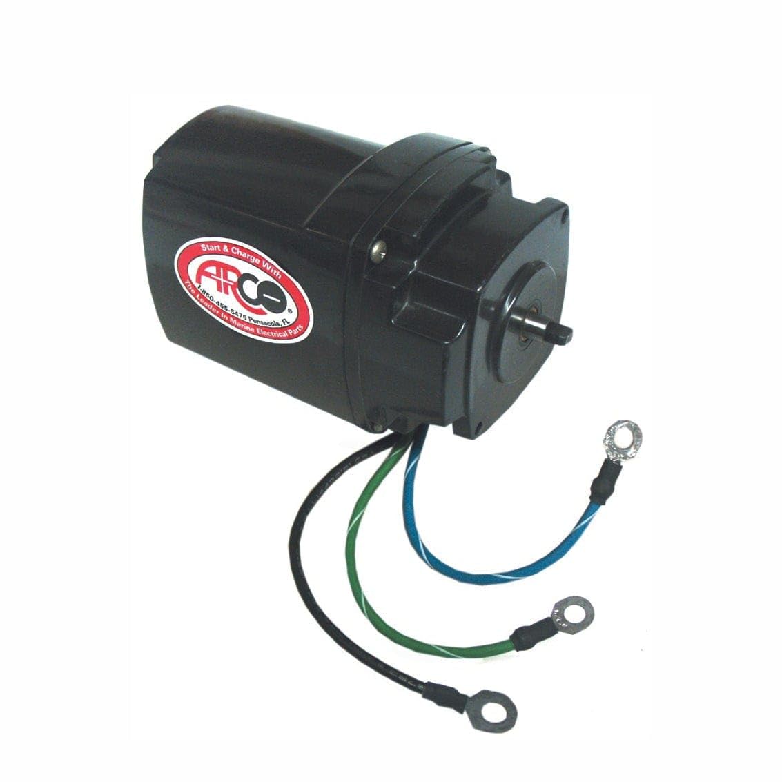 Arco 6218 Tilt Trim Motor for Mercruiser I/O and Mercury Outboard with Oildyne Pump, 12 Volt, Ring Terminal End, Black