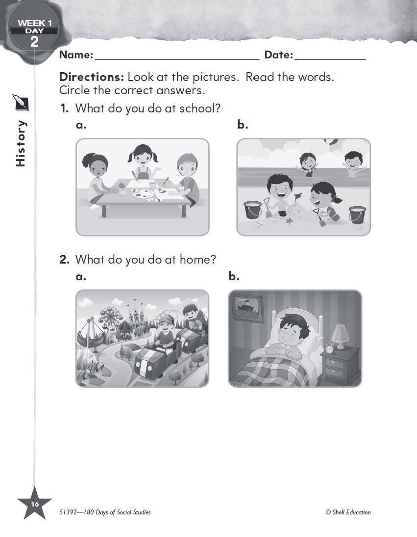 180 Days: Social Studies, Early Elementary Social Studies for Kindergarten Practice Workbook for Classroom and Home