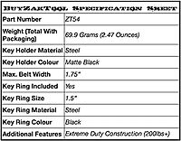Zak Tool Tactical Key Ring Holder - ZAK-54 Key Ring Holder – Black Fits 1.75 Inch Wide Belt.