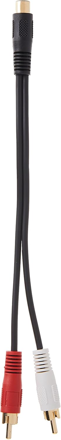 C2G Legrand RCA Female to Two RCA Male Signal Splitter Cable, Black RCA to RCA Splitter, 6 Inch Audio Stereo Y-Cable