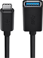 Belkin USB-C to USB-A Adapter - USB 3.0 Charger - 5 Gbps - Black - 6in USB Data Transfer Cable - B2B150BLK