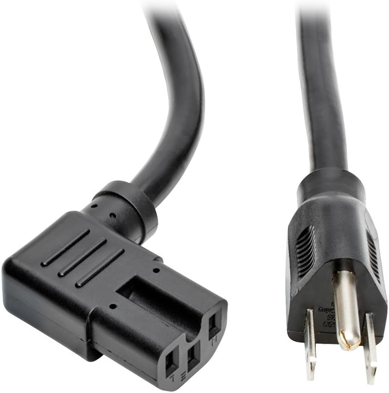 Tripp Lite 8ft Heavy Duty Power Extension Cord Cable 15A 14 AWG 5-15P to Right-Angle C15 Black 8' (P019-008-C15RA)