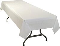Tablemate Table Set Rectangular Table Cover, Heavyweight Plastic, 54" X 108", White, 6/pack