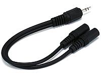 Monoprice 100667 6-Inch 3.5mm Stereo Plug/Two 3.5mm Stereo Jack Cable Black 6in Cable